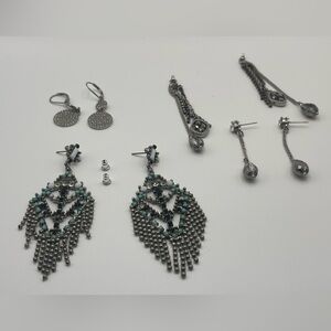 Elegant Silver and Blue Chandelier Earrings